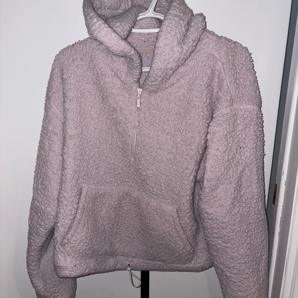 Cozy Light Pink Sherpa Hoodie